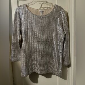 CHICOS Silver Sweater Size 1,  8/10